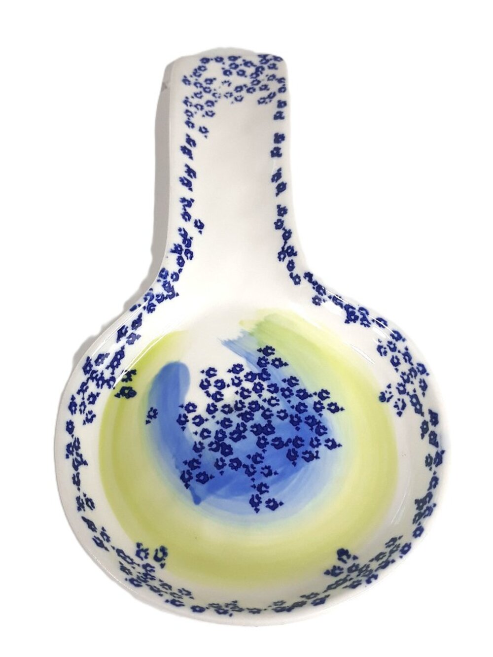 Anthropologie Claudia Blue Floral Stoneware Spoon Rest Cottagecore Farmhous